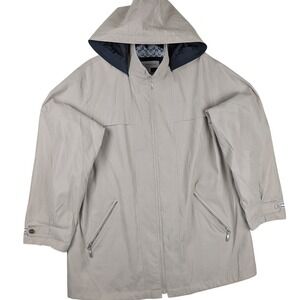 Liz‎ Claiborne Women's Khaki Hooded Rain Jacket Size L